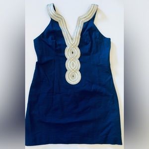 EUC LILLY PULITZER VALI SHIFT DRESS IN NAVY, SIZE 14